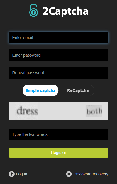 2captcha registro