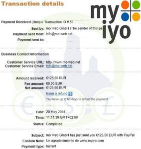 Nuevo pago de Myiyo por PayPal
