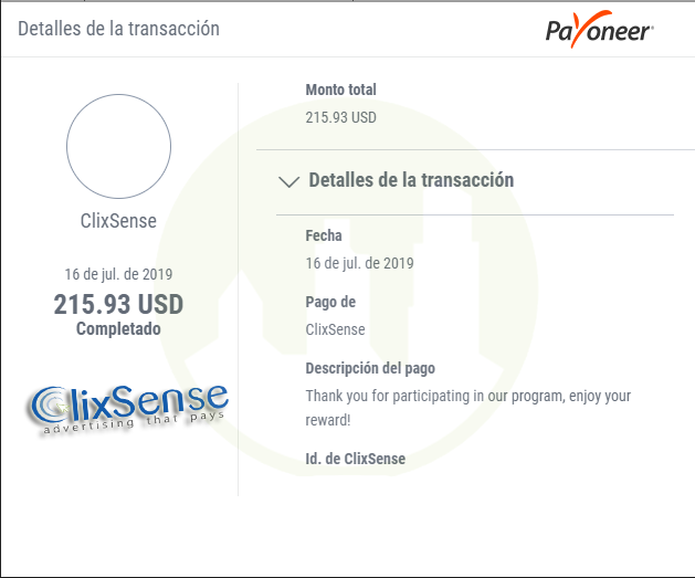 clixsense comprobante de pago