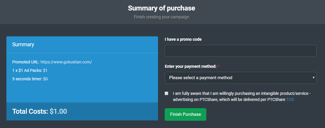 PTC SHARE: crear campañas